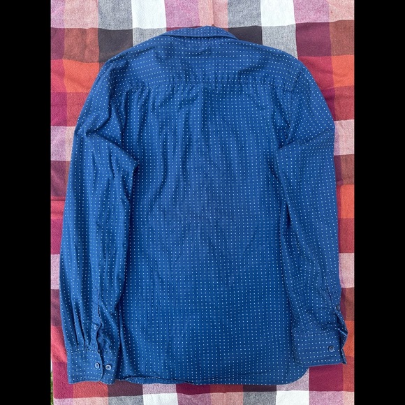 Denim & Flower Cotton Dress Shirt - Picture 3 of 4